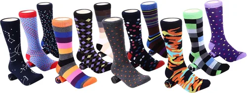 Miniatura 3 de Marino - Calcetines de vestir coloridos para hombre, de algodón con estampado de moda, 12 unidades.