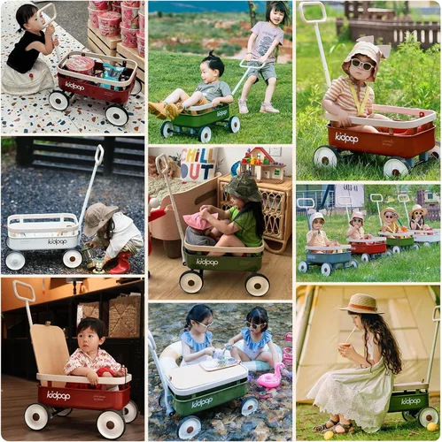Miniatura 8 de kidpop PULA-Wild Vagón de Arrastre 3 en 1 para Niños, Andador de Empuje para Niños Pequeños de 2.5 a 8 años, Cubierta de Madera Extraíble y Manubrio
