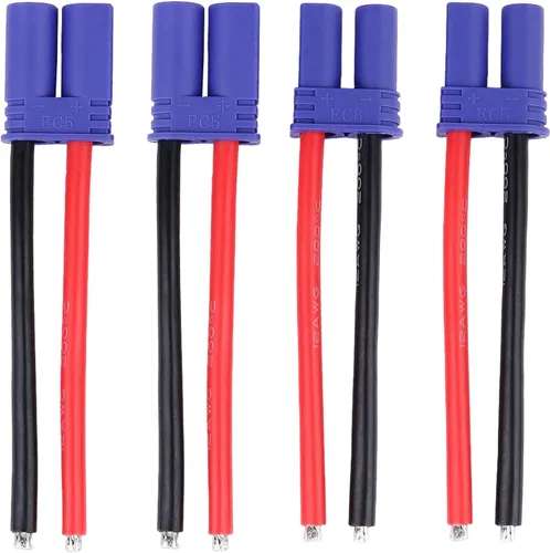 Hobbypark EC5 - Conector macho y famale con silicona calibre 12 AWG 12 con correas de batería para RC Lipo, cable de batería, drones (4 unidades)