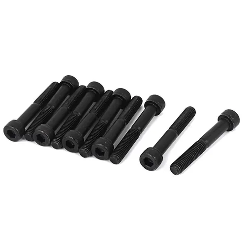 Miniatura 47 de uxcell Tornillos hexagonales de acero de aleación M2.0.197x1.772 in 12.9 Tornillos parcialmente roscados, color negro, 20