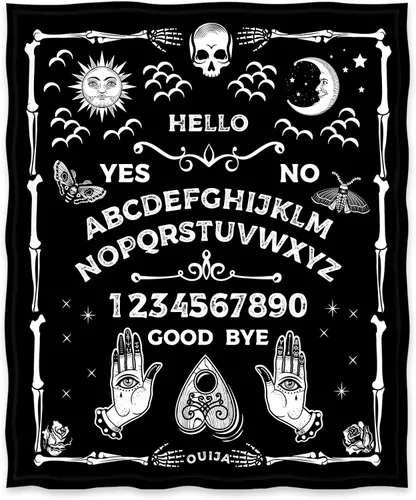 Miniatura 2 de Jekeno - Manta de Ouija Gothic Witch para Halloween, diseño de sol, luna, esqueleto, calavera, horror, espeluznante, regalos para mujeres, niños