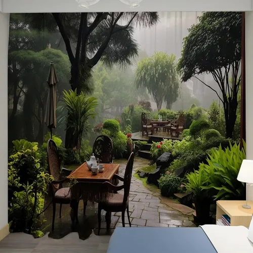 Miniatura 10 de Cortinas Opacas para Dormitorio - Balcones, Montañas, Océanos, Bosques - Cortinas con Aislamiento Térmico que Oscurecen la Habitación para Sala