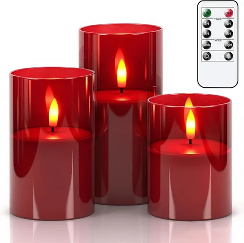 Miniatura 8 de GenSwin - Velas LED sin llama, parpadeantes, funcionan con pilas, con control remoto, velas de cristal de cera real, mecha 3D, con temporizador