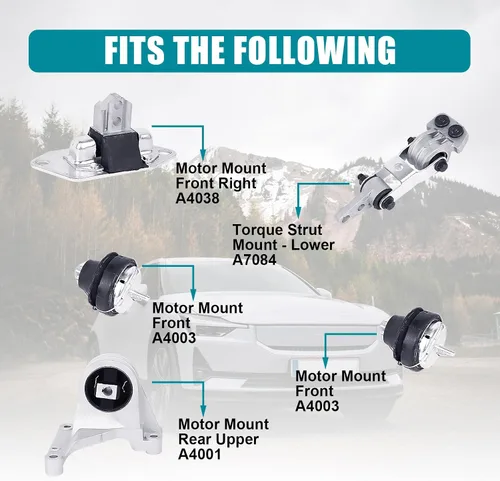 Miniatura 3 de Kit de montaje de motor y transmisión, 4 piezas, compatible con Mitsubishi Outlander 2.4L FWD 2003-2005, reemplazar A4608 A4640 A4641 A4642