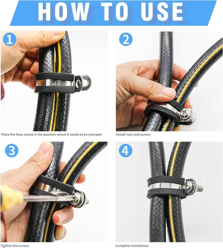 Miniatura 4 de 12 piezas de abrazaderas de cable dobles de 1-1/2" con refuerzo remachado actualizado, abrazaderas de tubo de bucle aislado con almohadilla de goma