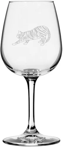 Miniatura 129 de Copa de vino de 12.75 onzas con temática de gato abisinio grabada para todo uso