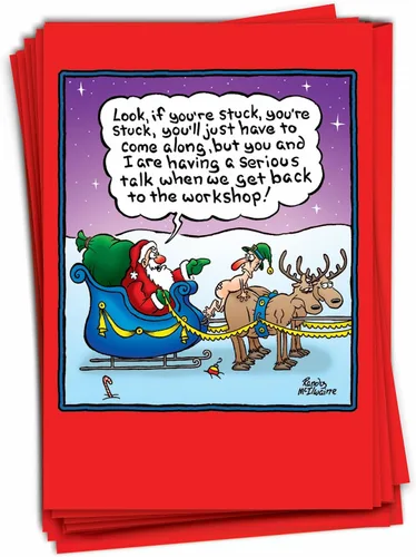 Miniatura 13 de NobleWorks - Caja de 12 tarjetas de Navidad divertidas - Humor de dibujos animados para adultos, juego a granel de tarjetas de felicitación