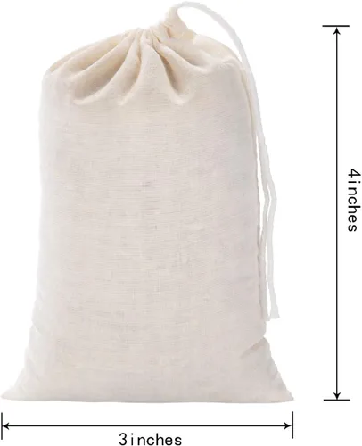 Miniatura 2 de Tatuo Bolsas de Muselina de Algodón con Cordón de 3 x 4 Pulgadas, Bolsa de Lino de Tela, Bolsita Reutilizable y Vacía para Regalo, para Fiestas