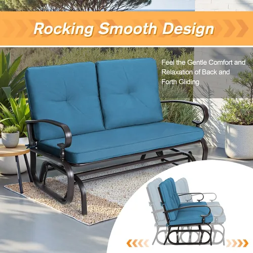 Miniatura 6 de Incbruce Silla Mecedora Deslizante para Exteriores Banco Deslizante de Patio para 2 Personas, Asiento Loveseat de Porche Juego de Sillas de Patio