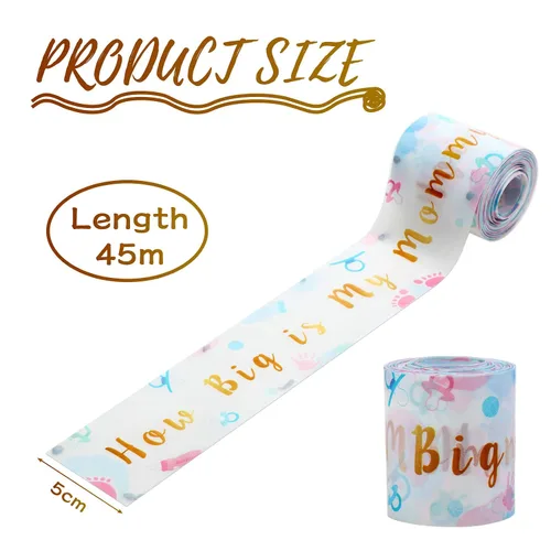 Miniatura 2 de Sumind 2 rollos de cinta métrica de abdomen para el vientre, baby shower, juego de fiesta, suministros de juego de cinta métrica, 2 pulgadas x 150