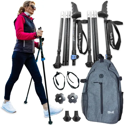 Miniatura 10 de York Nordic Motivator Swift Connect - Bastones de viaje para caminar para equilibrio y rehabilitación, agarres de estabilidad patentados, ligeros