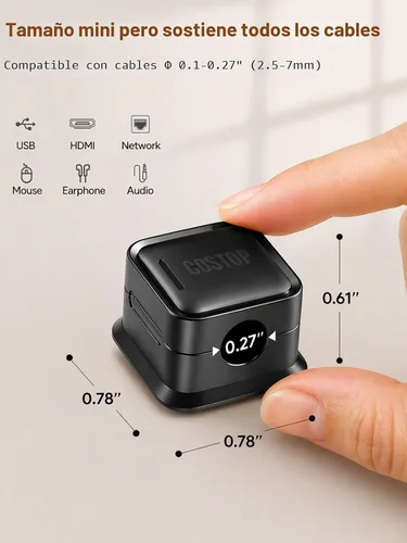 Miniatura 6 de Paquete de 8 Organizadores de Cables con Soporte, Costop Fuerte Adhesivo Magnético para Gestión de Cables de Escritorio, Fácil de Abrir, Organiza