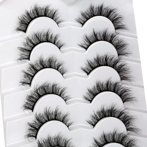 Miniatura 671 de Pooplunch - Pestañas postizas finas de visón sintético, estilo ojo de gato, naturales, cruzadas, tipo racimo, efecto 8D de volumen, tiras