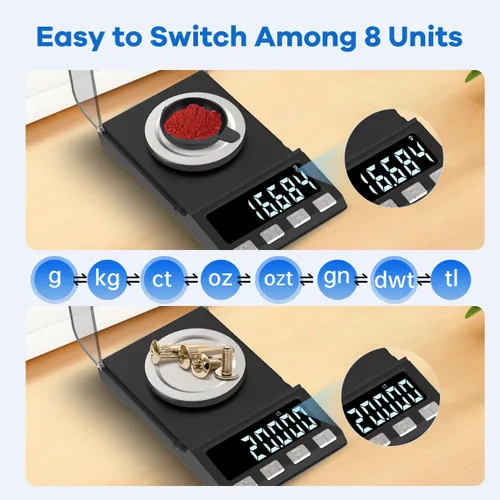 Miniatura 3 de Escala digital miligramos de 3.53 oz/0.00 oz de recargabilidad, báscula de joyería portátil de alta precisión, escala de polvo, microescala