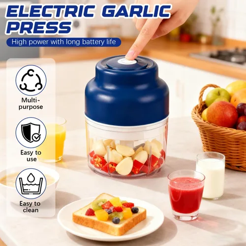 Miniatura 3 de Mini juego de picador de ajo eléctrico, nuevo picador de ajo pequeño 2025, herramienta eléctrica de picado de alimentos, carga USB, molinillo