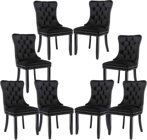 Miniatura 38 de Silla de comedor copetuda moderna de terciopelo para comedor, sillas de comedor tapizadas con remache de clavo, anillo trasero para cocina, comedor