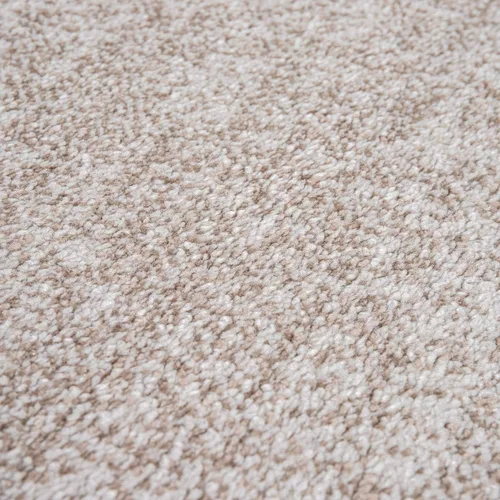 Miniatura 3 de Alfombra moderna con bordes geométricos en marrón beige con corte de contorno, tamaño: 5'3" x 7'7