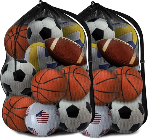 Bolsa de malla resistente, organizador de almacenamiento de equipo deportivo para fútbol, baloncesto, voleibol, fútbol, béisbol y natación con