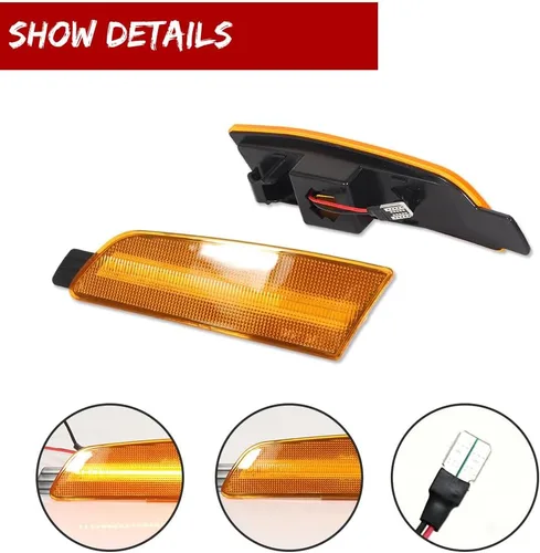 Miniatura 3 de Luz LED Ámbar Lente Ámbar Marca Lateral de Parachoques Delantero Lámpara de Guardabarros Compatible con Mazda 6 2009 2010 2011 2012 2013