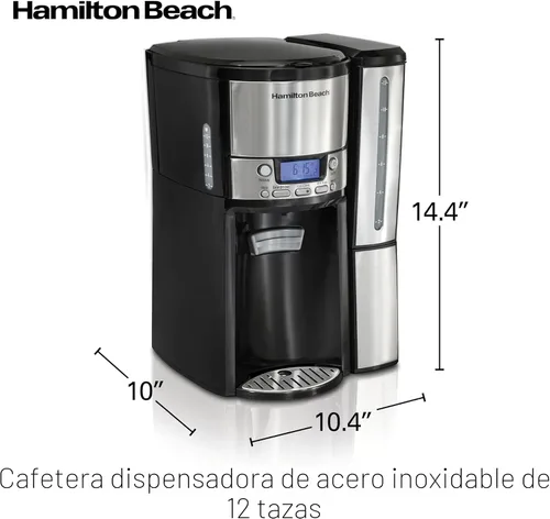 Miniatura 8 de Hamilton Beach BrewStation (47950) - Cafetera para 12 tazas, máquina de café programable Negro y plateado