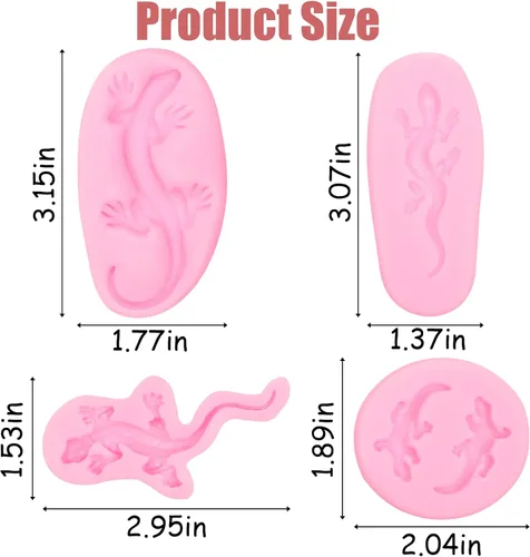 Miniatura 2 de Lizard Gecko - Molde para fondant, 4 unidades, moldes de silicona para dulces de chocolate para decoración de pasteles, decoración de cupcakes