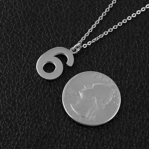 Miniatura 4 de HZMAN - Collar con colgante de número 0 a 9, de acero inoxidable, 2 colores, dorado y plateado