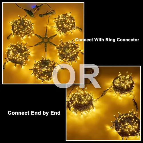 Miniatura 4 de LIGHTSHARE Guirnalda de luces de estrella de 750 LED de 245 pies, color blanco cálido, 8 modos de 30 V enchufables con control remoto para el hogar