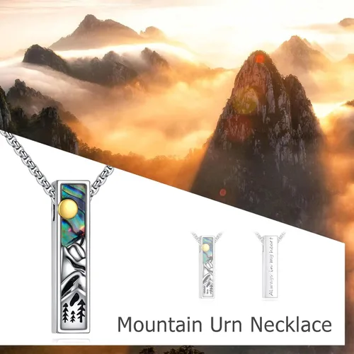Miniatura 3 de HKPATOP Collares de urna para cenizas, plata de ley, concha de abulón, barra 3D, joyería de cremación para cenizas, joyería de memoria para mujeres