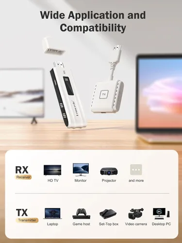 Miniatura 6 de Lemorele Kit de transmisor y receptor HDMI inalámbrico, extensor HDMI inalámbrico portátil, rango de 164 pies, 1080P Full HD, para transmisión