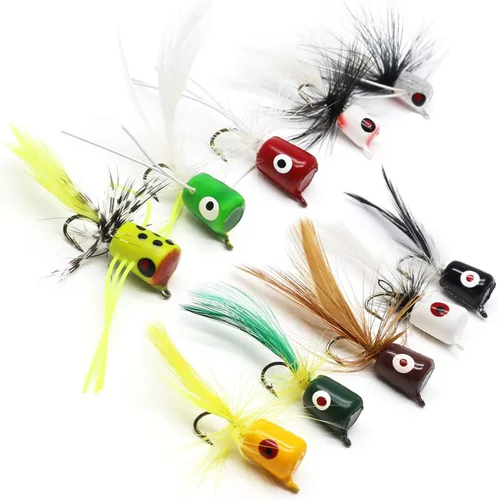 YZD Bass Popper - Kit de moscas de pesca en seco - Panfish Bass Fishing Topwater Bait (Kit de popper 2)