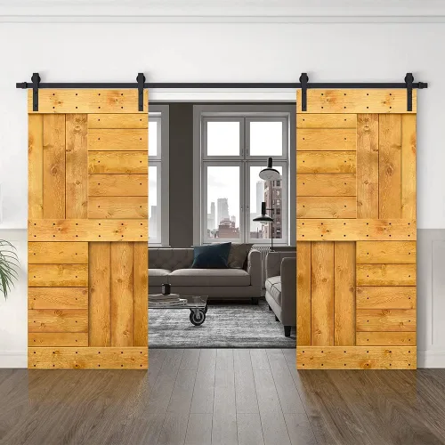 Miniatura 28 de TMS Serie N - Puerta corrediza interior de madera de pino anudada con kit de herrajes deslizantes (32 x 84 pulgadas, blanco)