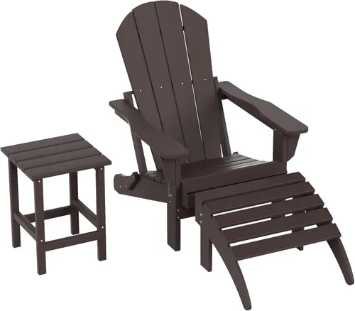 Miniatura 20 de WestinTrends Reposapiés otomano Adirondack para patio al aire libre, taburete de madera de polietileno para todo tipo de clima, ampliamente Azul