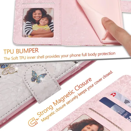 Miniatura 7 de UEEBAI Funda tipo billetera para Samsung Galaxy A16 4G/5G, cubierta de cuero PU con soporte, bloqueo RFID, funda flip con ranuras para tarjetas