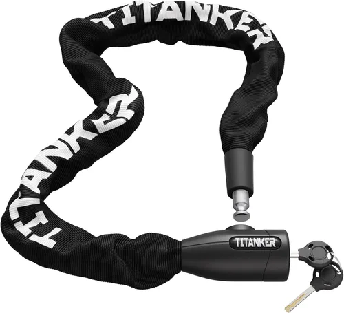 Miniatura 9 de Titanker Cerradura de cadena para bicicleta con llaves, cerradura de cadena de bicicleta antirrobo de seguridad de 3.3 pies, resistente para Cadena