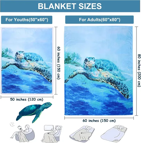 Miniatura 3 de Sviuse Manta de Tortuga Marina Costera Manta Náutica y de Playa Mantas Decorativas de Tortugas para Niños y Adultos Regalos de Tortuga