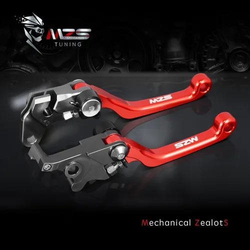 Miniatura 5 de MZS - Palancas de freno y embrague rojas ajustables para bicicletas de tierra, pivote CNC compatibles con CRF150R 2007-2026 / CR80R CR85R 1998-2007