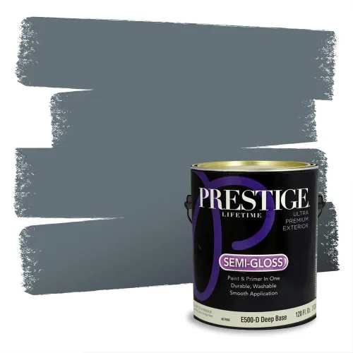 Miniatura 1663 de Pintura Exterior + imprimación PRESTIGE, todo-en-uno, 1 galón, acabado mate, color comparable al Valspar* Royal Gray* VS151-Gris real