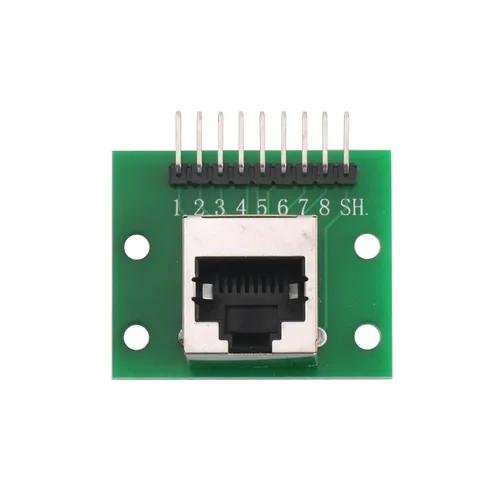 Miniatura 3 de Kit de adaptador de PCB de ángulo recto RJ45 de 10 piezas con cabezal de 8 pines, enchufe Ethernet vertical para proyectos de audio y redes DMX512