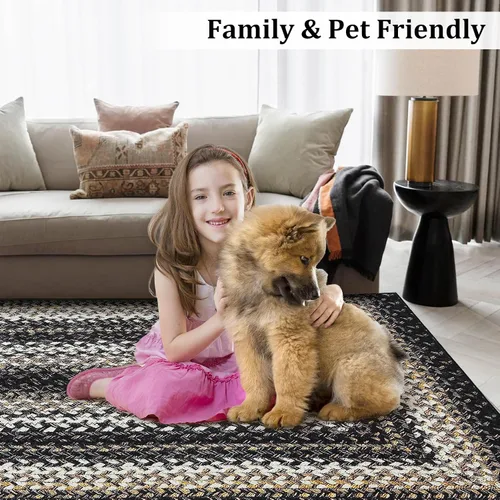 Miniatura 5 de ROYHOME Tapete pequeño para puerta de 2 x 3 pies, alfombra de área lavable, alfombras de área con estampado trenzado bohemio, alfombra de área