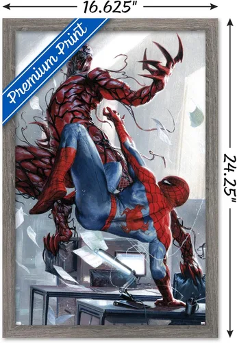 Miniatura 3 de Trends International Marvel Comics Carnage - Póster de pared de batalla con Spider-Man, 14.725 x 22.375 pulgadas, versión enmarcada de madera