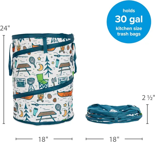 Miniatura 2 de Camco Contenedor Utilitario Desplegable – Úselo como Bote de Basura Plegable al Acampar – Contiene Bolsas de Basura de Cocina de 30 Galones – Mide 2