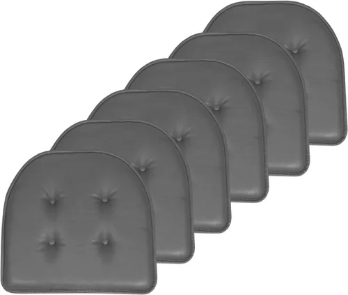 Miniatura 33 de Sweet Home Collection - Cojín de espuma viscoelástica para silla con capitoné, antideslizante, parte trasera de goma, en forma de U, 17 x 16 Piel