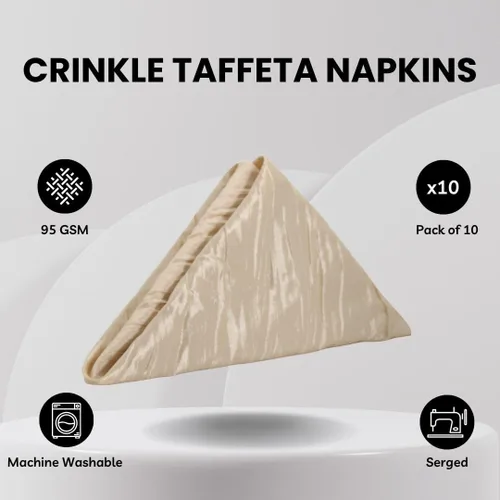 Miniatura 3 de Your Chair Covers - Paquete de 10 servilletas de tela de tafetán arrugadas de color champán de 20 pulgadas, servilletas de lino de gran