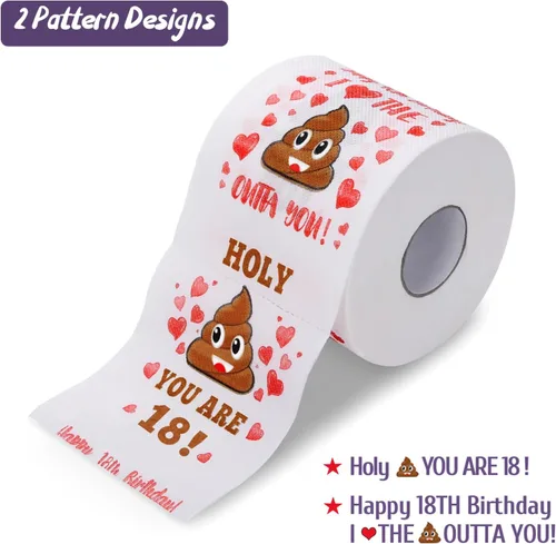 Miniatura 6 de Regalos de cumpleaños número 18 para niños o niñas - Papel higiénico de broma feliz - Decoraciones de cumpleaños número 18, suministros de fiesta