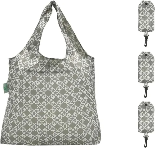 Miniatura 14 de HOLYLUCK Bolsas de comestibles reutilizables, bolsa de compras plegable resistente (estándar, 3 huellas de patas de perro)