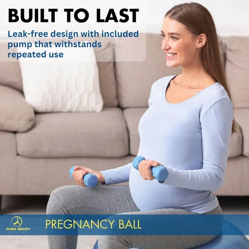Miniatura 3 de ProBody Pilates Pregnancy Ball - Yoga Ball for Pregnancy with Book, Prenatal, Labor & Postnatal Maternity Exercise Aguamarina