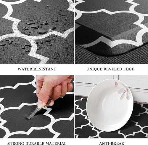 Miniatura 4 de WISELIFE Tapete de cocina acolchado antifatiga, 17.3 x 28 pulgadas, antideslizante, resistente, de PVC, ergonómico, impermeable, cómodo