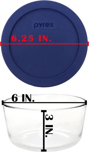 Miniatura 6 de Pyrex 7201 - Cuenco de vidrio de 4 tazas y tapa azul oscuro 7201-PC (paquete de 2) - Fabricado en Estados Unidos
