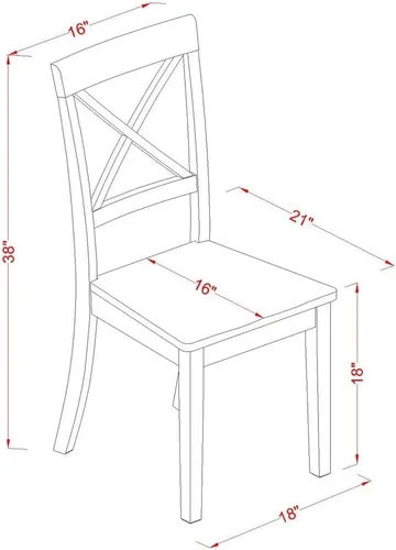 Miniatura 15 de East West Furniture AMBO3-BCH-W Juego de mesa y sillas de cocina de 3 piezas contiene una mesa de comedor redonda con pedestal y 2 sillas de asiento
