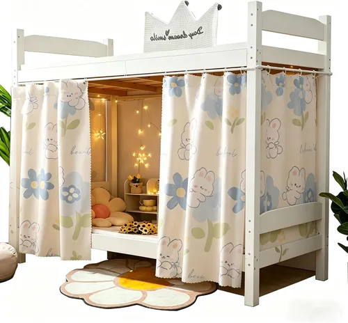 Miniatura 10 de Navhao 2 Paneles, Cortinas de Litera Inferior de Tela Dosel de Cama Cortinas para Estudiantes Redes de Sombreado para Cama Individual, 45.3*78.7